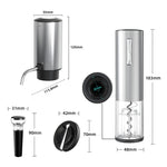 Recarregável Electric Wine Opener Set, Abridor de garrafas para amantes do vinho, Decanter and Aerator, Aço inoxidável, 4 em 1