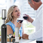 Recarregável Electric Wine Opener Set, Abridor de garrafas para amantes do vinho, Decanter and Aerator, Aço inoxidável, 4 em 1