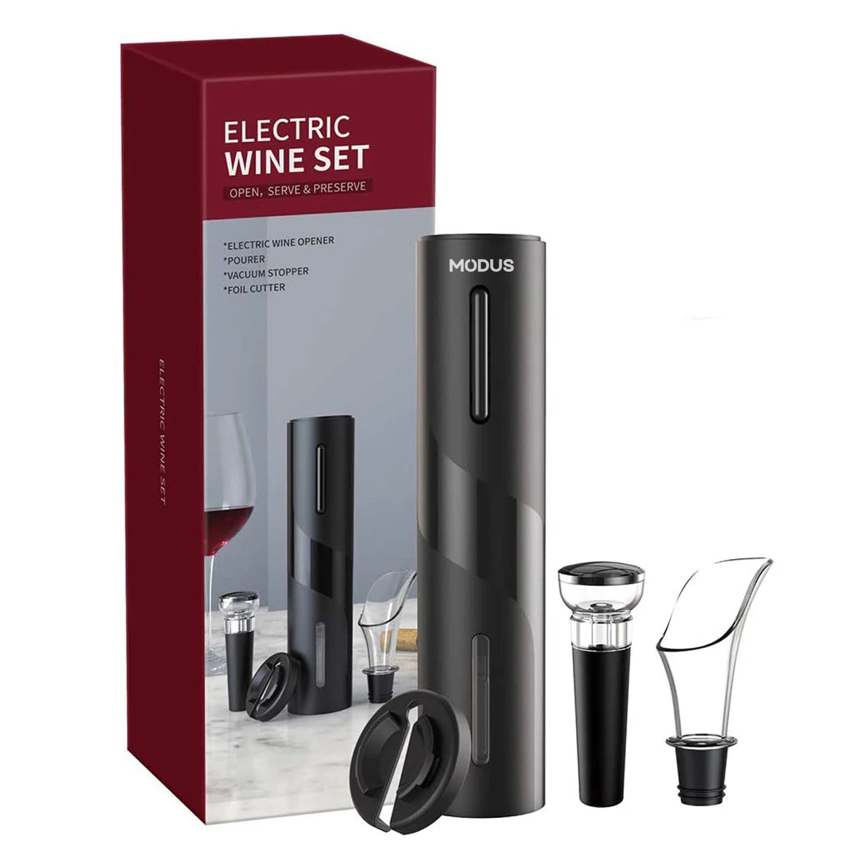 Abridor de Vinho Elétrico (Pilhas) com Acessórios Completo - Casa Terroir