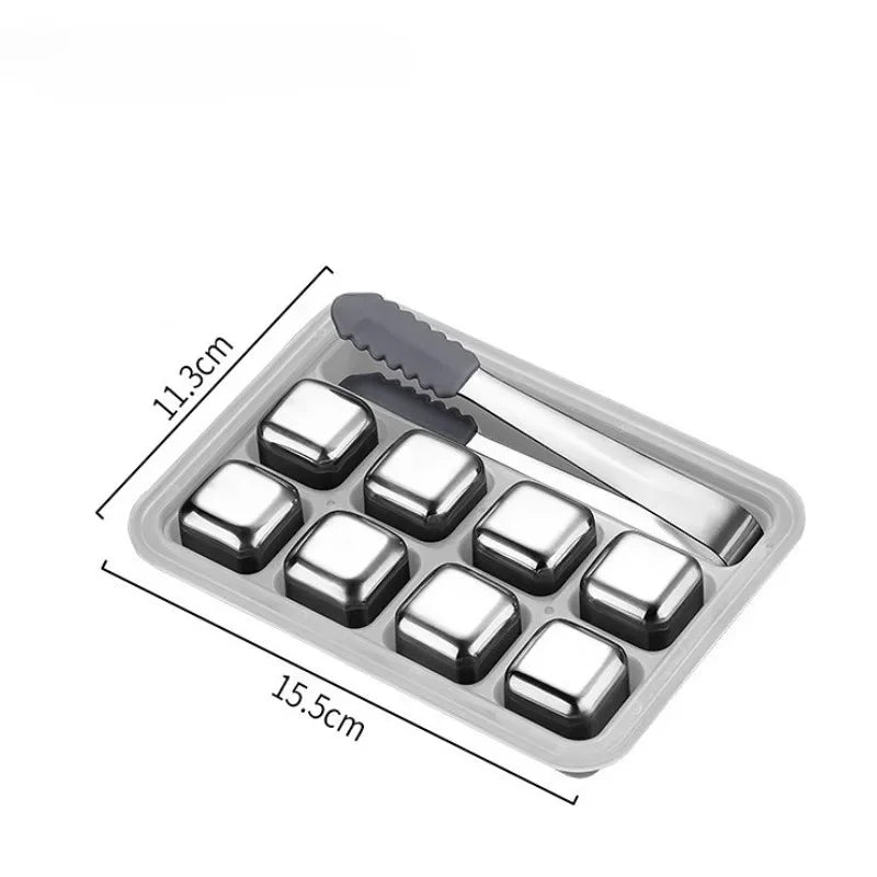 Cubo de Gelo de Aço Inoxidável Reutilizável com Pinça - Casa Terroir