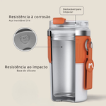 FEIJIAN-Copo de café em aço inoxidável, copo térmico portátil, caneca de viagem com corda de elevação, antiderrapante, 500ml, 400ml