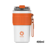 FEIJIAN-Copo de café em aço inoxidável, copo térmico portátil, caneca de viagem com corda de elevação, antiderrapante, 500ml, 400ml