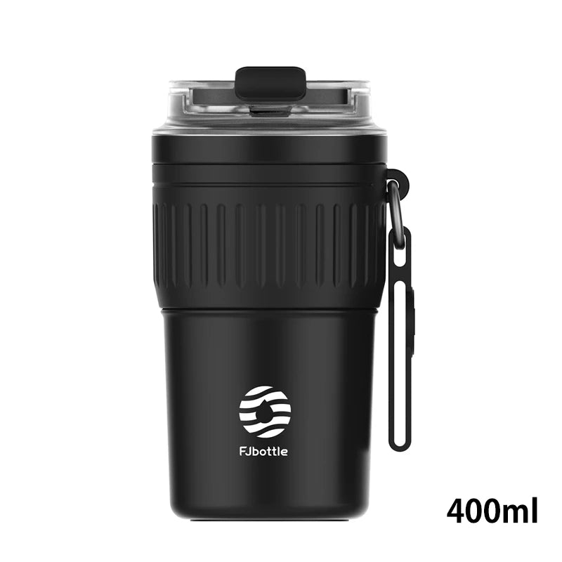 FEIJIAN-Copo de café em aço inoxidável, copo térmico portátil, caneca de viagem com corda de elevação, antiderrapante, 500ml, 400ml