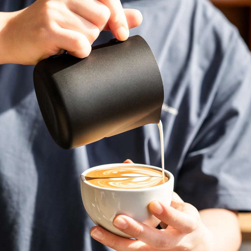 304 aço inoxidável leite espumante panela a vapor, copo expresso, café arte, latte arte