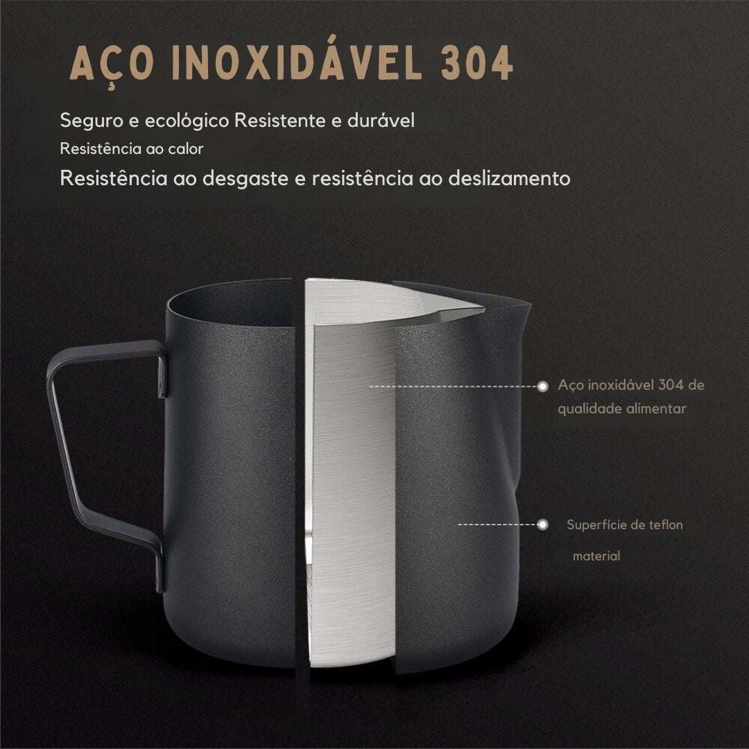 304 aço inoxidável leite espumante panela a vapor, copo expresso, café arte, latte arte
