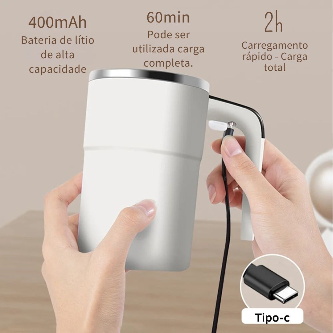 Copo de agitação automática, Recarregável, Café Portátil, Agitação Elétrica, Misturador de Aço Inoxidável, Girando Magnético, Auto Agitando Canecas