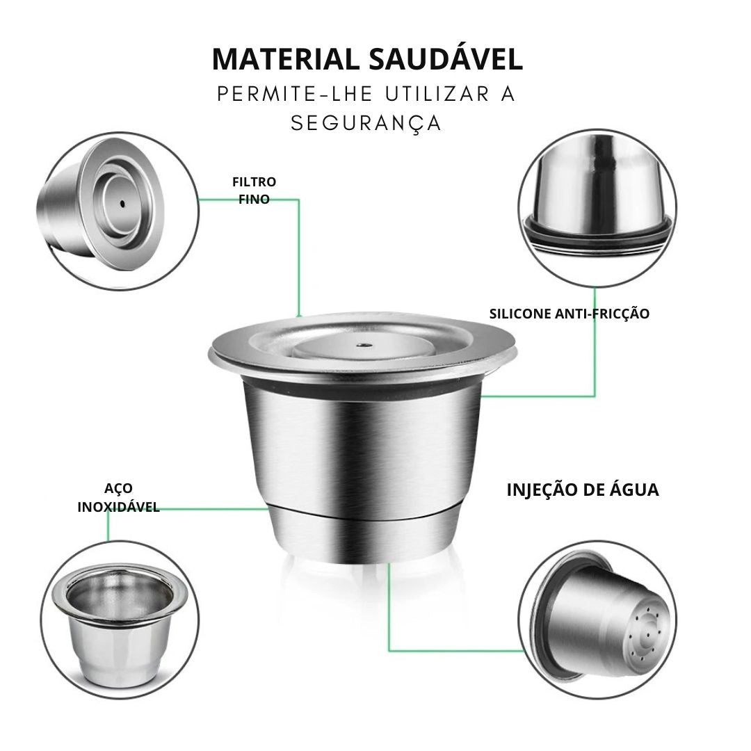 Cápsula recarregável de aço inoxidável do café do copo reusável das cápsulas do café do nespresso que reenche o coffeeware do filtro