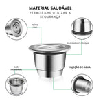 Cápsula recarregável de aço inoxidável do café do copo reusável das cápsulas do café do nespresso que reenche o coffeeware do filtro