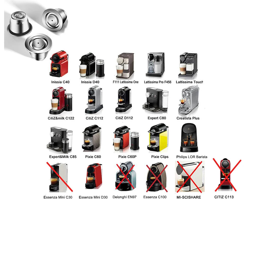 Cápsula recarregável de aço inoxidável do café do copo reusável das cápsulas do café do nespresso que reenche o coffeeware do filtro