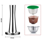 304 Aço Inoxidável Coffee Pod Tamper, Pressão do Martelo do Pó, Filtros portáteis para Dolce Gusto, Nespresso Tassimo