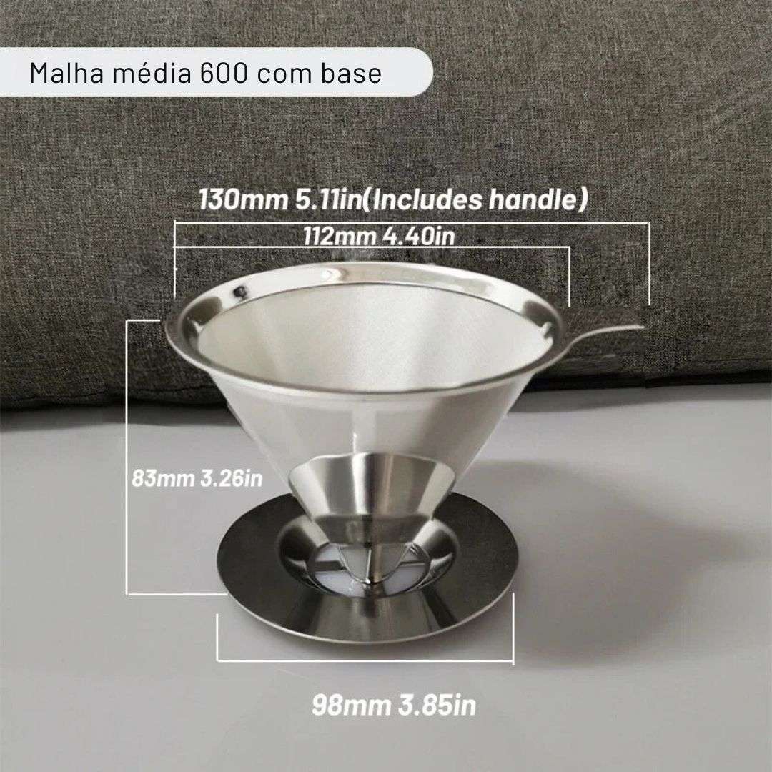 Suporte de filtro de aço inoxidável reutilizável, dupla camada, Despeje sobre cafés gotejamento malha, cesta de chá, café ferramentas, 304