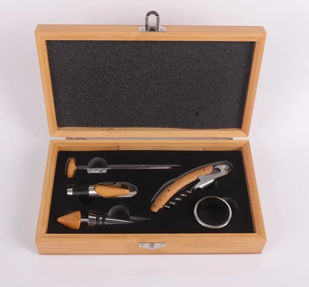 Conjunto Abridor De Garrafa De Vinho, Ferramenta De Vinho Tinto, Caixa De Bambu E Madeira, Gadgets De Cozinha, Acessórios Presente