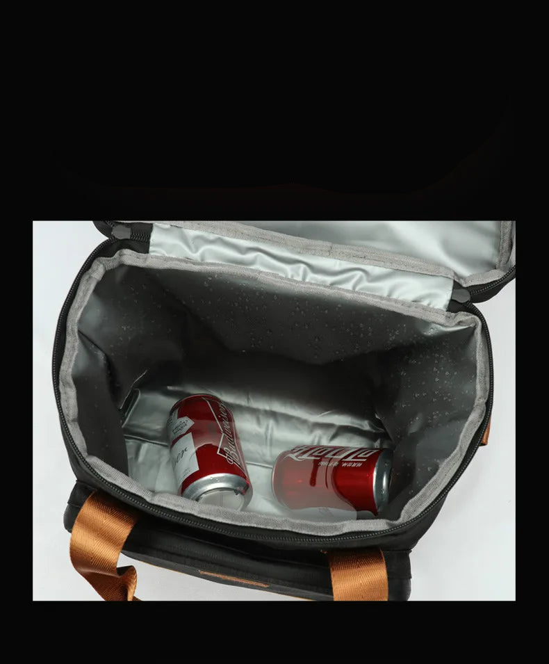 DENUONISS-Saco térmico do piquenique do couro à prova de vazamento, saco refrigerando do vinho, saco térmico portátil, saco do refrigerador do vintage, 100% Leakproof, novo, 2020