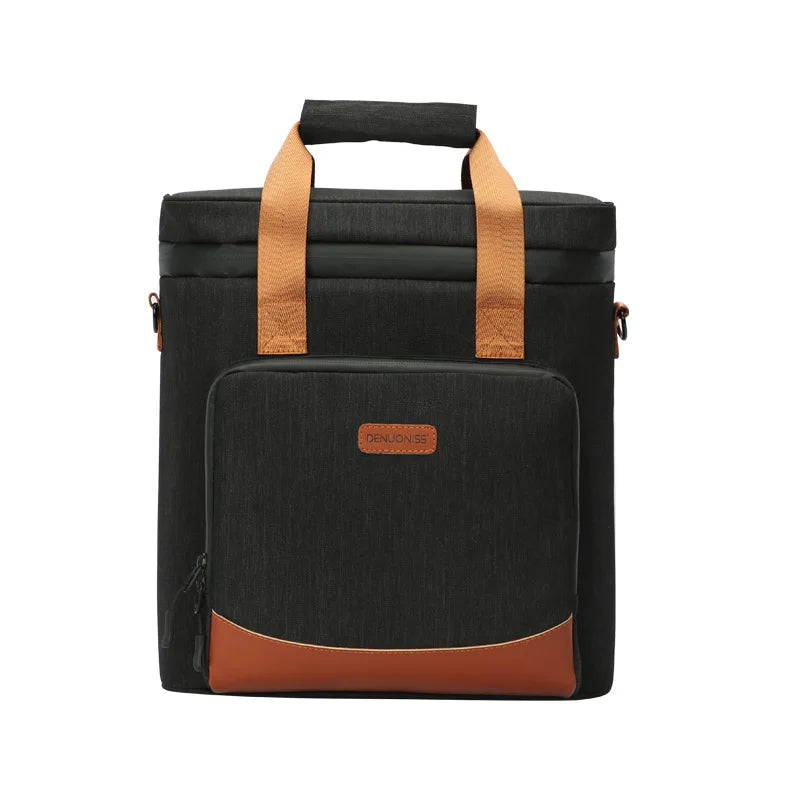 DENUONISS-Saco térmico do piquenique do couro à prova de vazamento, saco refrigerando do vinho, saco térmico portátil, saco do refrigerador do vintage, 100% Leakproof, novo, 2020