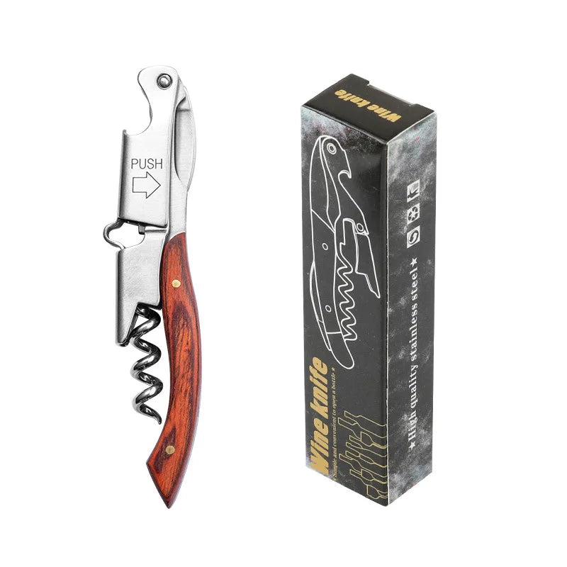 Abridor De Garrafa De Vinho com Cabo De Madeira, Saca-rolhas, Aço Inoxidável, Chave, Cerveja, Cortador De Folha, Garçons, Faca, Saca-rolhas, Restaurante