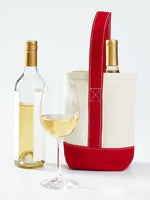 Portadora de Vinho Duplo Tote com Divisor Removível, Lona, 2 Wine Bag, Extremamente Resistente e Lavável, Grosso, Personalizado Aceito, 20oz