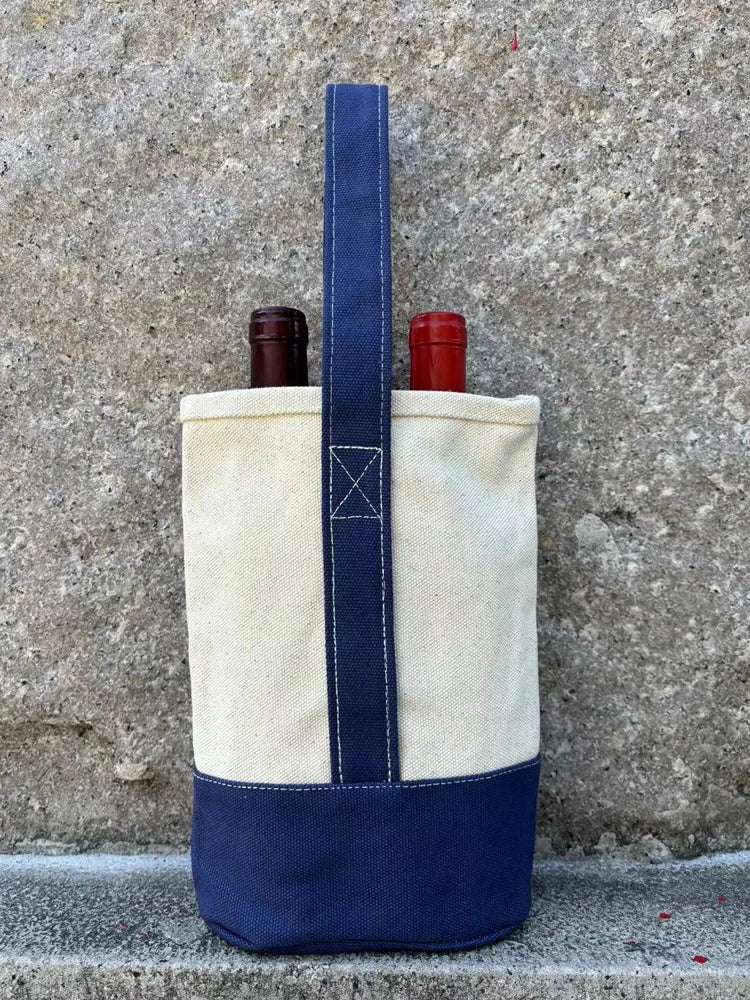 Portadora de Vinho Duplo Tote com Divisor Removível, Lona, 2 Wine Bag, Extremamente Resistente e Lavável, Grosso, Personalizado Aceito, 20oz