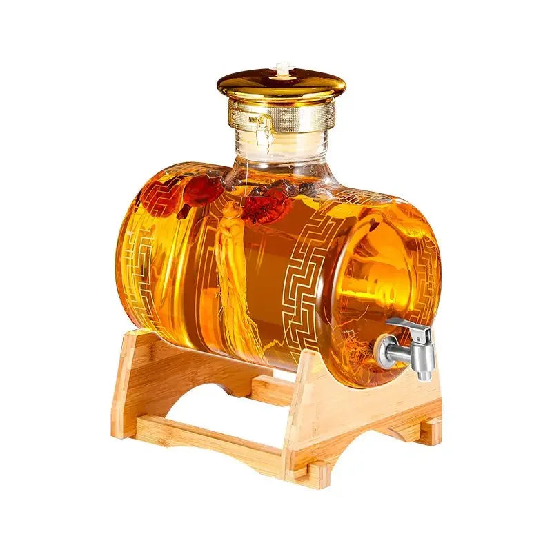 Garrafa de vidro de vinho de luxo com torneira selada de alta qualidade, Garrafa de medicina Ginseng Baijiu Garrafa vazia com torneira