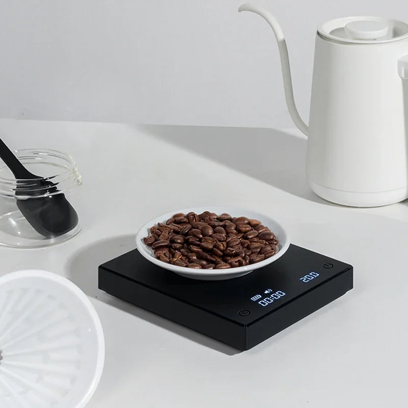Timemore-Mini Balança de Cozinha Digital com USB, Espelho Preto, Basic Up, Café, Comida, Tempo, Peso Leve, Loja, Novo
