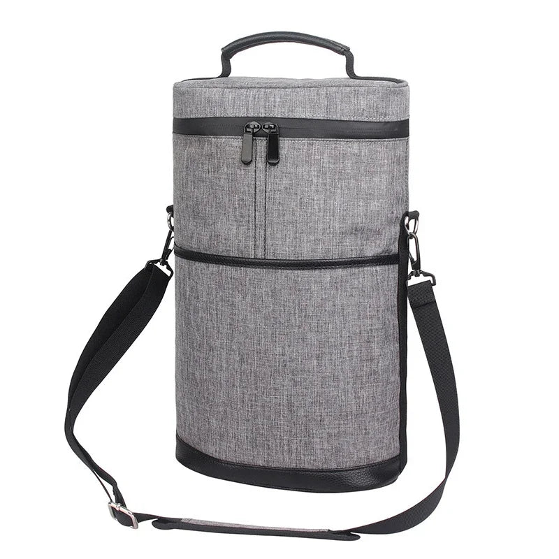 Bolsa térmica isolada para garrafa de vinho, alça de ombro ajustável térmica para piquenique ao ar livre, transportadora de viagem, sacola de vidro de vinho