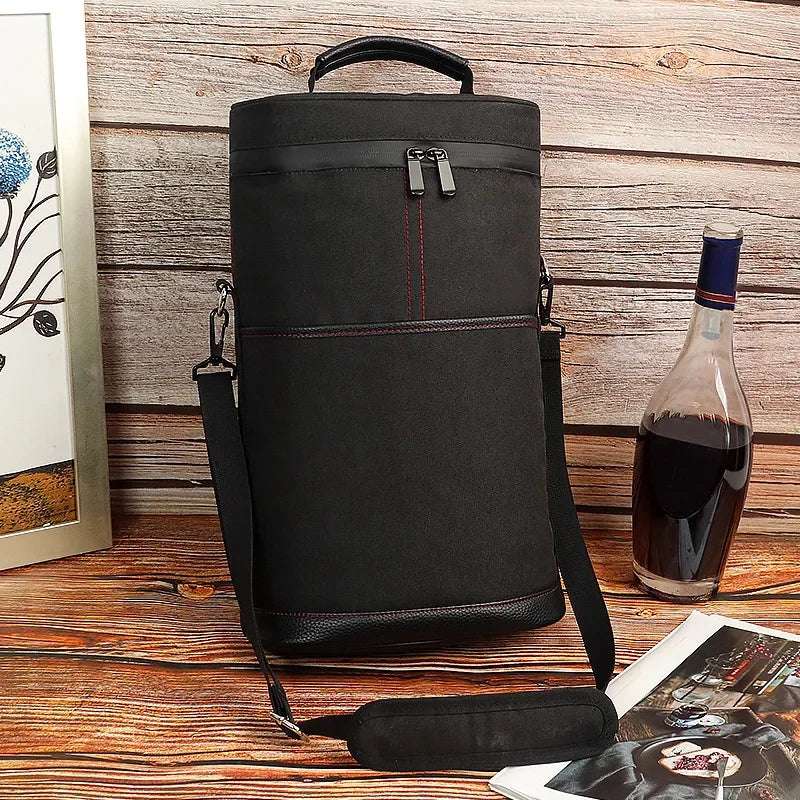 Bolsa térmica isolada para garrafa de vinho, alça de ombro ajustável térmica para piquenique ao ar livre, transportadora de viagem, sacola de vidro de vinho