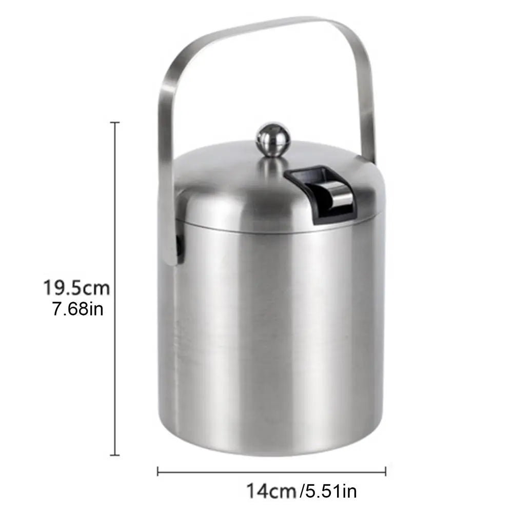 Balde De Gelo De Aço Inoxidável Com Pinças, 1.3L, Filtro De Parede Dupla, Punho, Casa, Bar, Refrigeração, Cerveja, Champanhe, Baldes Refrigeradores