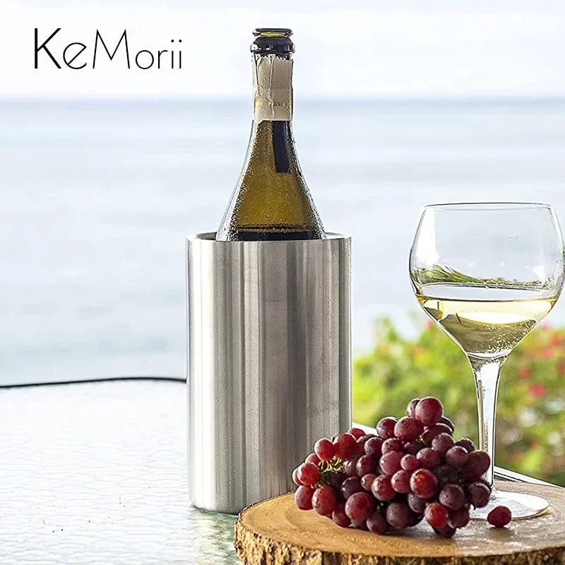 Balde de gelo de aço inoxidável da cerveja do refrigerador do champanhe do vinho branco isolado vácuo murado dobro do refrigerador da garrafa de vinho para garrafas 750ml