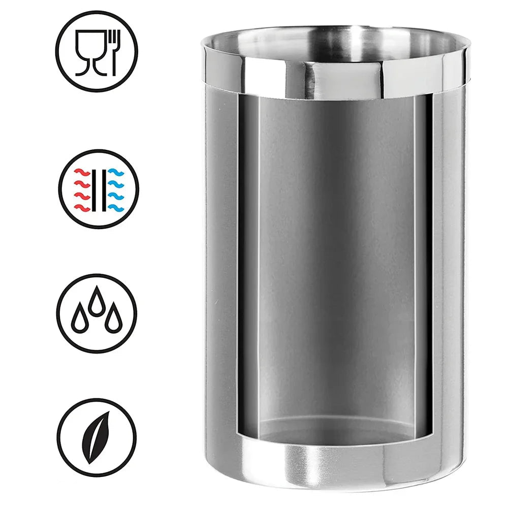 Balde de gelo de aço inoxidável da cerveja do refrigerador do champanhe do vinho branco isolado vácuo murado dobro do refrigerador da garrafa de vinho para garrafas 750ml