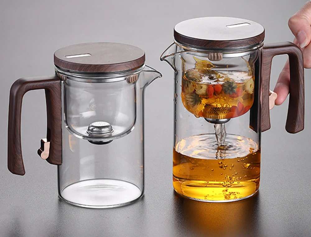 Bule De Vidro De Separação De Água, Recipiente Interno, Um Clique Interruptor Magnético, Filtração de chá, Pote de chá, 520ml, 720ml