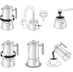 Easyworkz Diego-Stovetop Espresso Maker, Máquina De Café Italiano, Moka Pot Indução, Aço Inoxidável, 4Cup, 6.8 oz