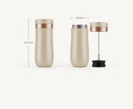 Cafeteira de viagem francesa portátil, Caneca isolada de chá em aço inoxidável, Cafeteira de parede dupla, 320ml