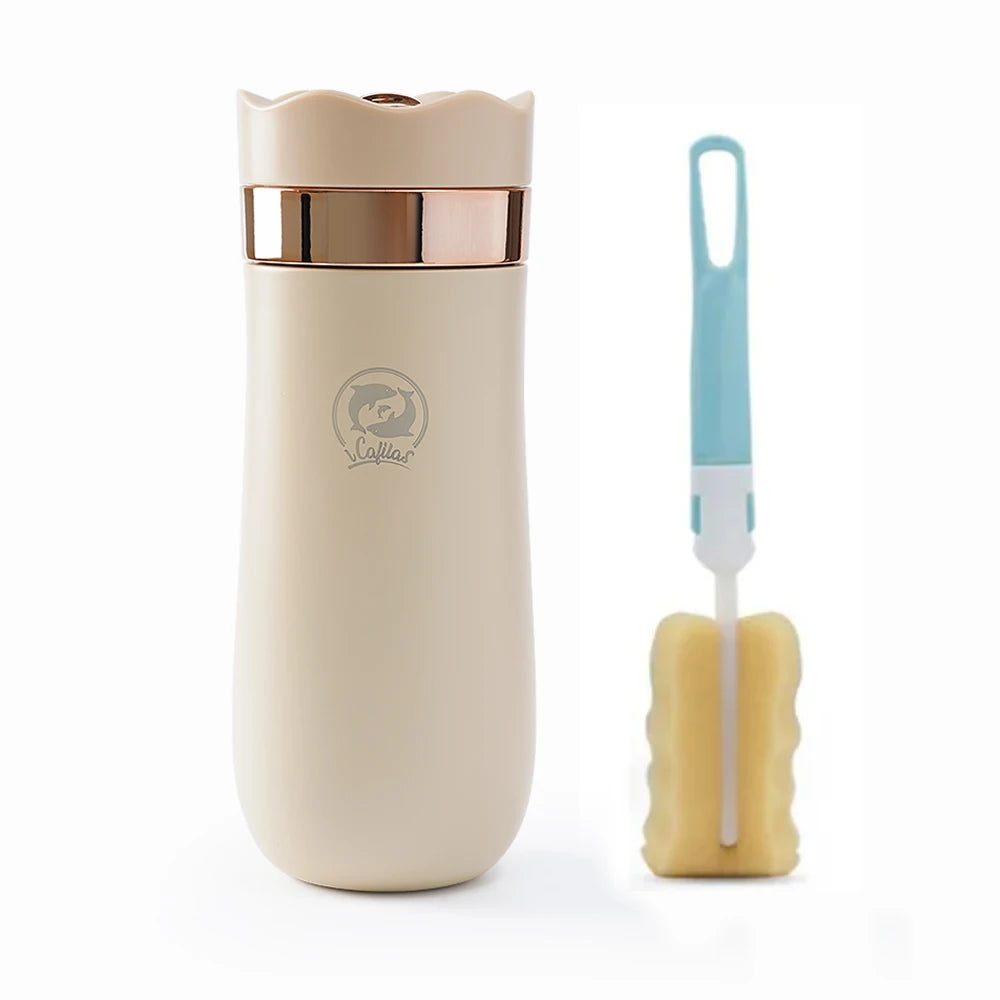 Cafeteira de viagem francesa portátil, Caneca isolada de chá em aço inoxidável, Cafeteira de parede dupla, 320ml