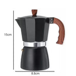 150ml 300ml Vintage Handle Madeira Espresso Maker Moka Pot Clássico Café Italiano Ferramentas Cozinha Café Acessórios