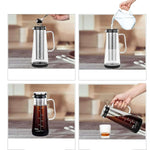 Leeseph Hermético Cold Brew e Cafeteira Gelada Infusor de Chá Garrafa De Vidro Com Filtro De Aço Inoxidável Removível, 1.0L, 34oz