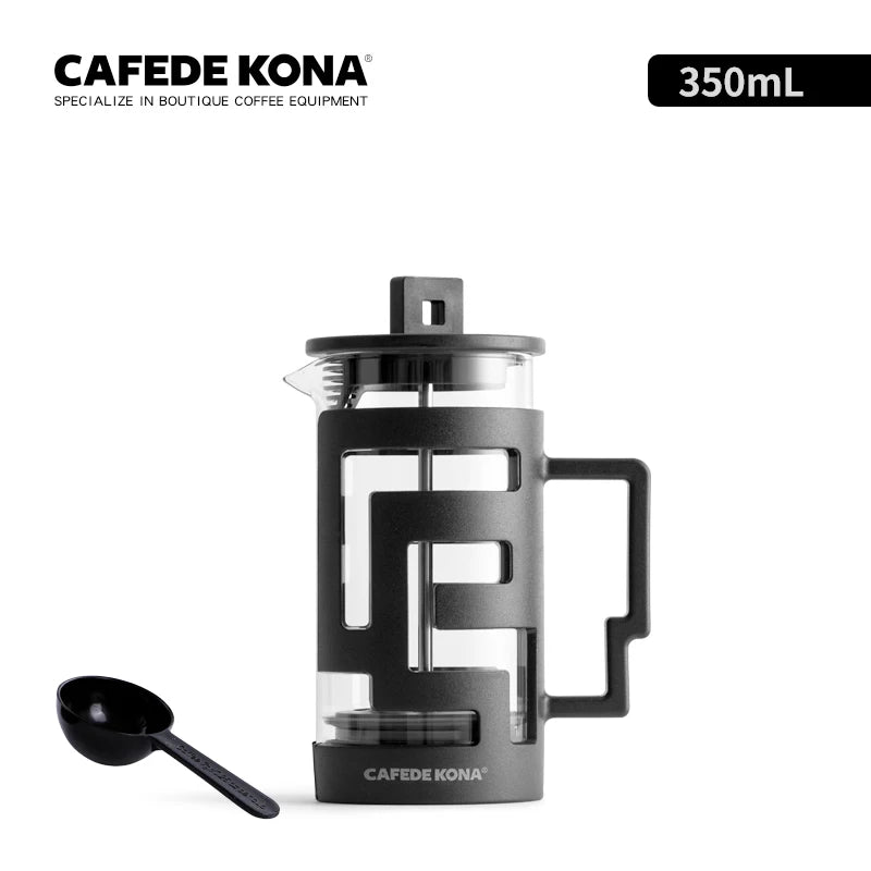 CAFEDE KONAPrensa Francesa para Café e Chá, Cafeteira com Bule de Vidro, Malha de Alta Densidade, Aço Inoxidável, Resistente ao Calor, Cafede Kona
