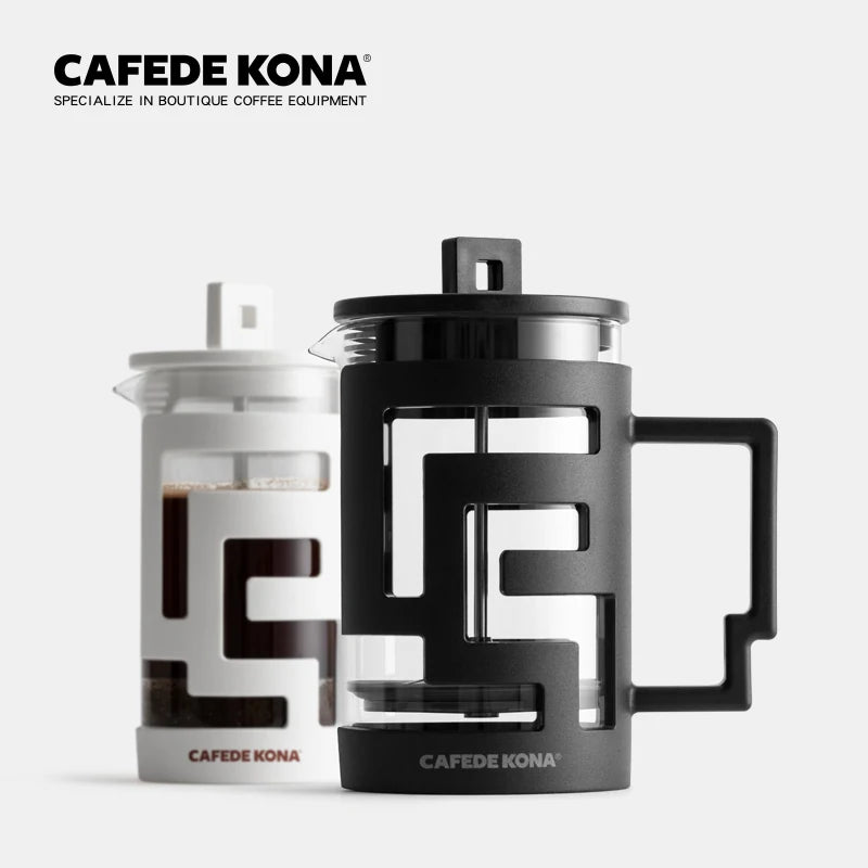 CAFEDE KONAPrensa Francesa para Café e Chá, Cafeteira com Bule de Vidro, Malha de Alta Densidade, Aço Inoxidável, Resistente ao Calor, Cafede Kona