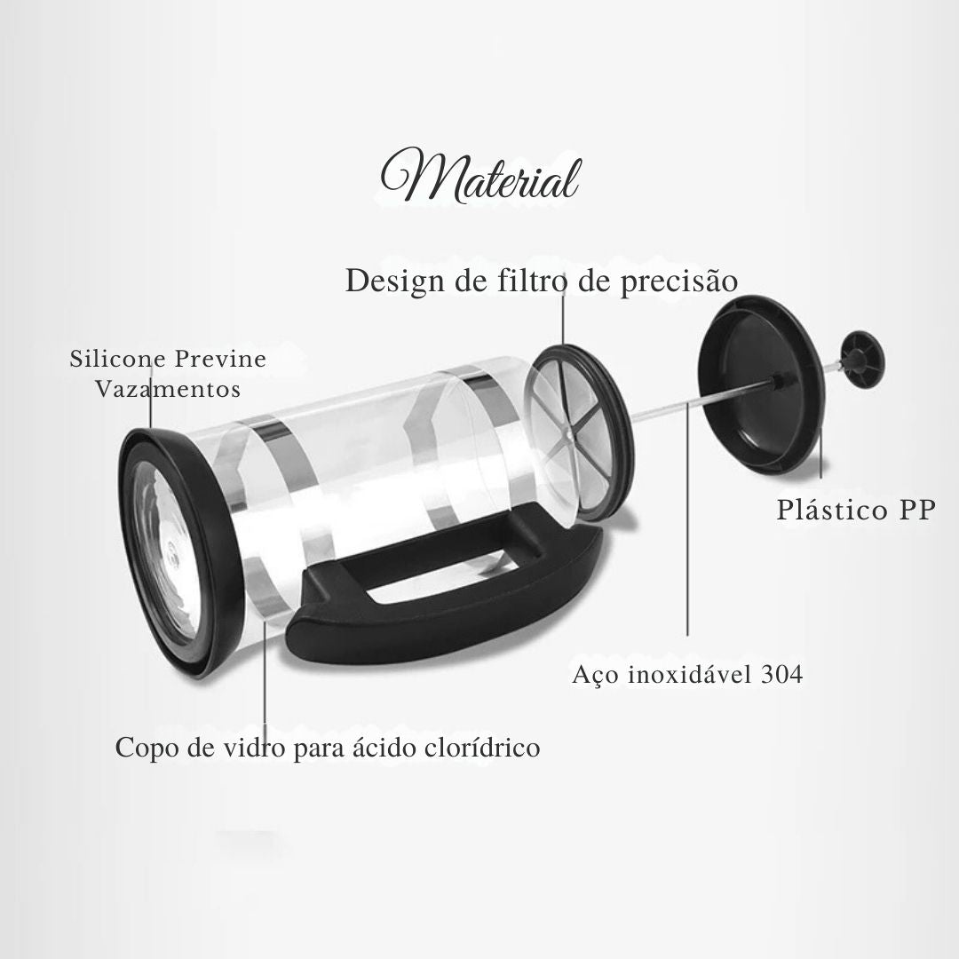 Manual de aço inoxidável bule de vidro, cafeteira, filtro coador, pressione êmbolo, café expresso, cafeteira francesa, 1000ml
