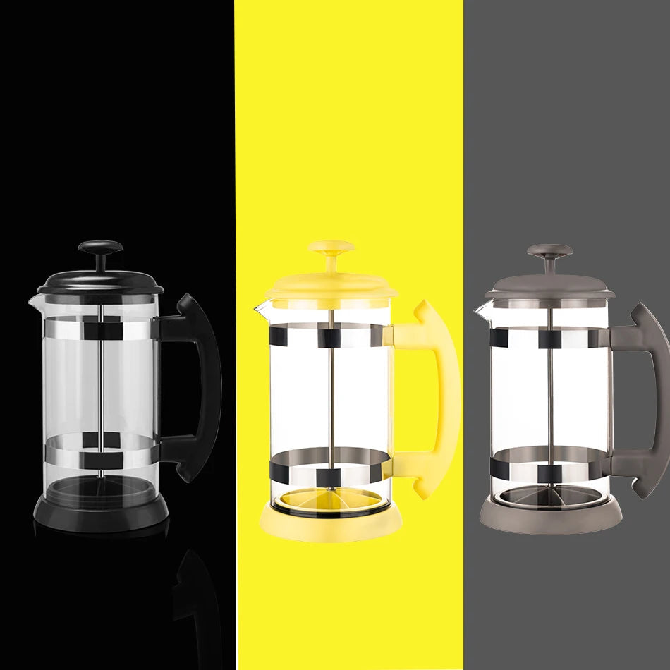 Manual de aço inoxidável bule de vidro, cafeteira, filtro coador, pressione êmbolo, café expresso, cafeteira francesa, 1000ml