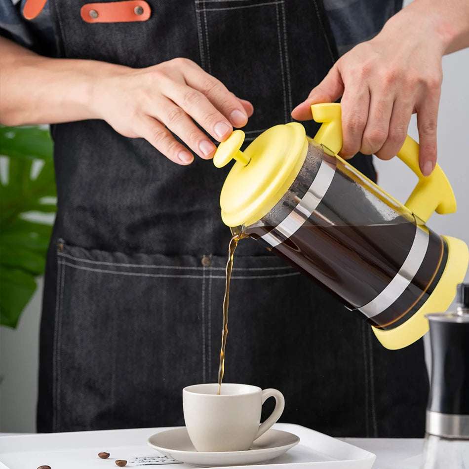 Manual de aço inoxidável bule de vidro, cafeteira, filtro coador, pressione êmbolo, café expresso, cafeteira francesa, 1000ml