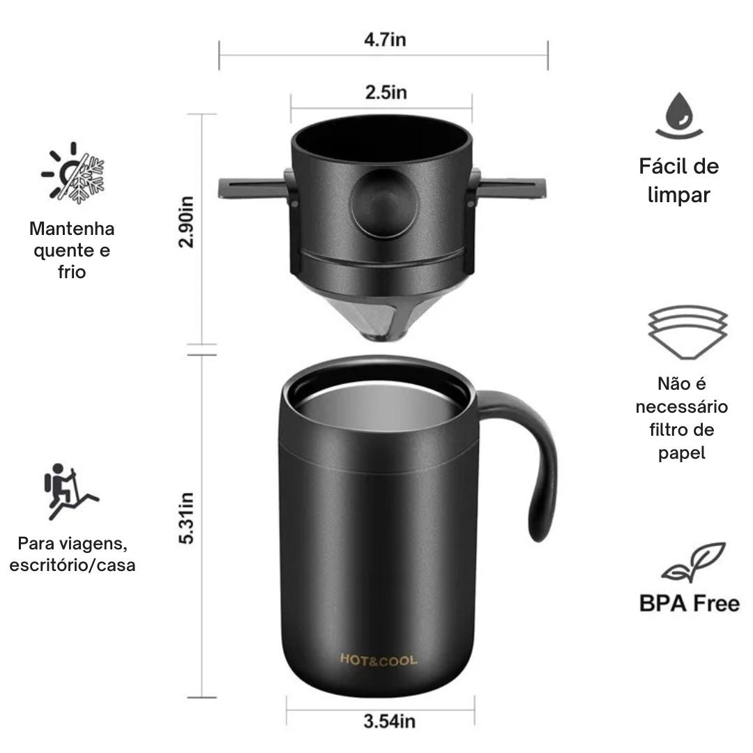 304 aço inoxidável portátil filtro de café gotejamento suporte de chá de café reutilizável caneca gotejador de café conjunto de xícara de chá pote coffeeware