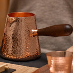 Handmade Turco Grego e Árabe Coffee Pot com Cabo De Madeira, Ibrik Leite Jarro, Handmade Jarro, Cobre Puro, Cafeteira, 1Pc