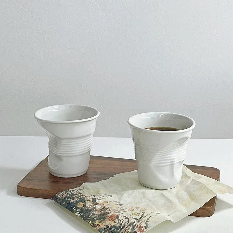 Copos e canecas estilo coreano, caneca de café, cerâmica branca, copo de rugas nórdico, carta inglesa, 200ml, 6,7 oz