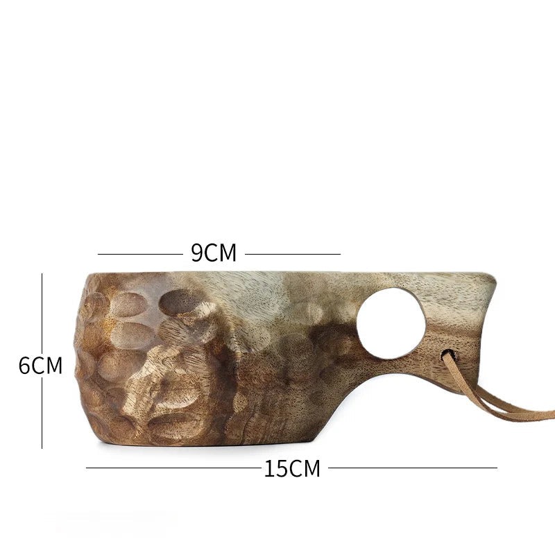 Caneca de Madeira Nórdica com Alça e Corda Suspensa - Casa Terroir