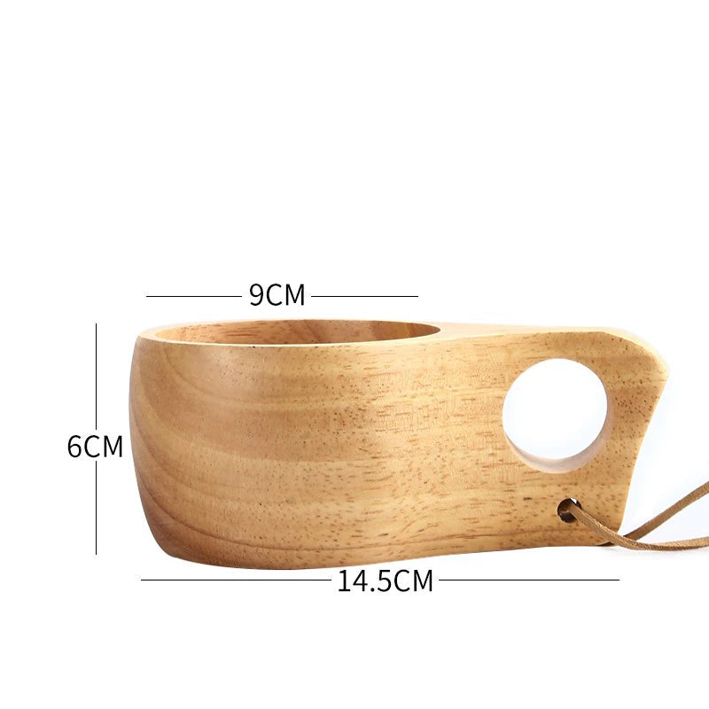 Caneca de Madeira Nórdica com Alça e Corda Suspensa - Casa Terroir