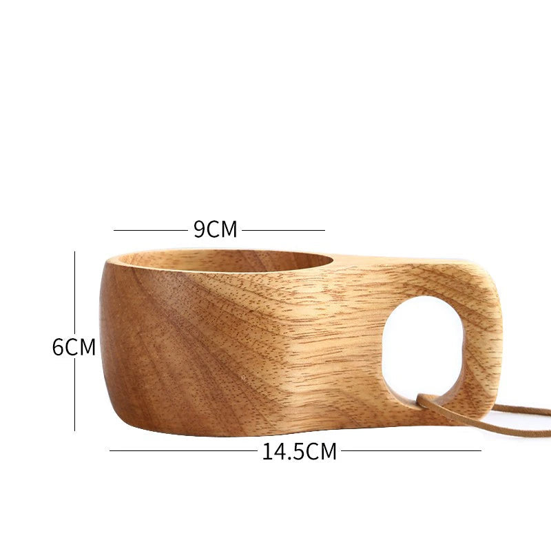 Caneca de Madeira Nórdica com Alça e Corda Suspensa - Casa Terroir