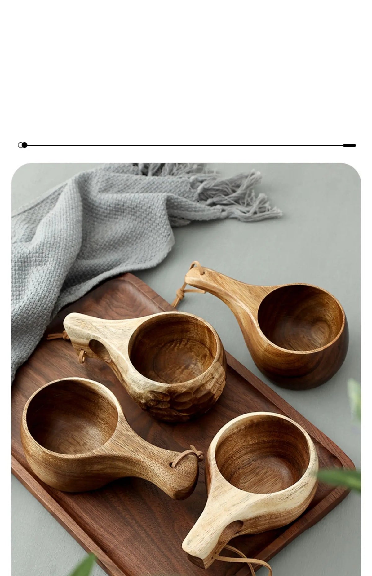 Caneca de Madeira Nórdica com Alça e Corda Suspensa - Casa Terroir