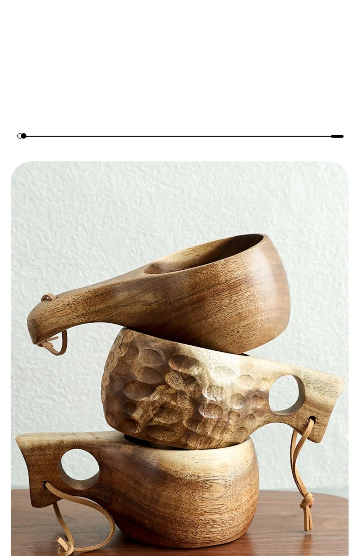 Caneca de Madeira Nórdica com Alça e Corda Suspensa - Casa Terroir