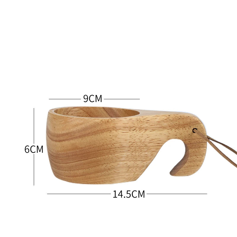 Caneca de Madeira Nórdica com Alça e Corda Suspensa - Casa Terroir
