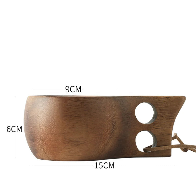 Caneca de Madeira Nórdica com Alça e Corda Suspensa - Casa Terroir