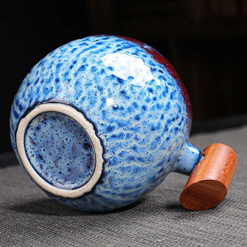 Copo De Café De Cerâmica De Cor Irregular Com Cabo De Madeira, Copo De Chá De Leite, Decoração De Mesa, Caneca Bebendo Do Vintage, Presente Home, Novo